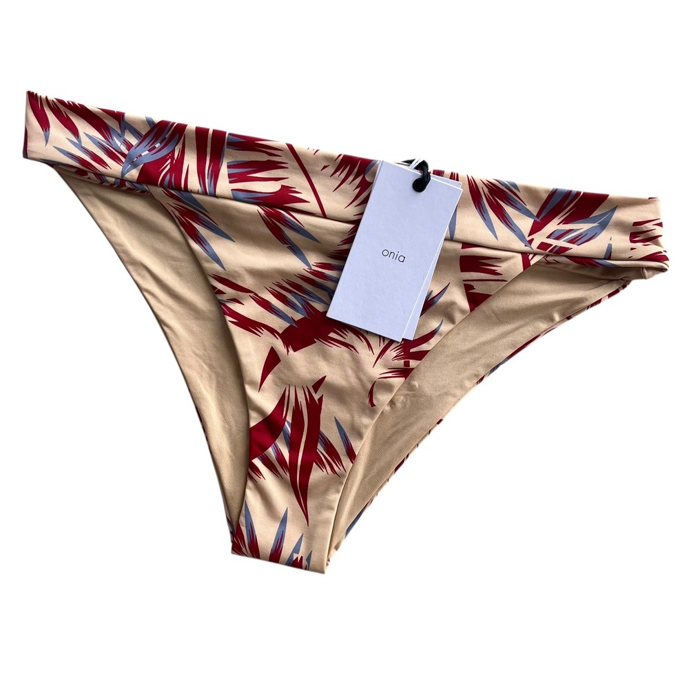 Onia L ZMU Tan Red Blue Ratti Oversized Palms Karina Bikini Bottoms High Cut New